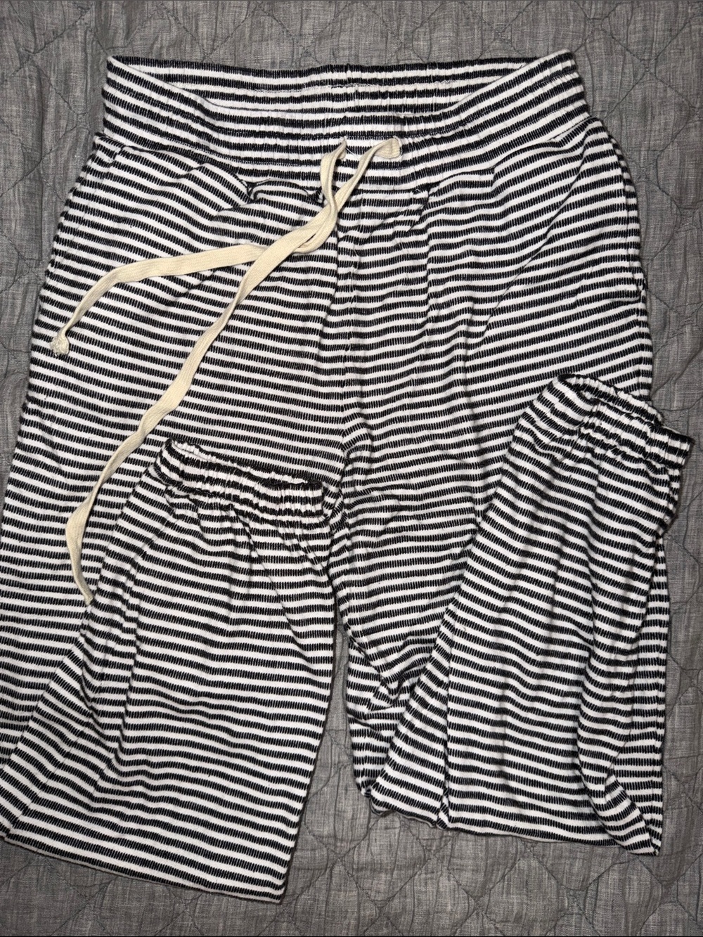 Madewell Striped Drawstring Joggers - Black & White